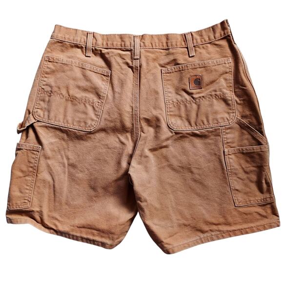 Carhartt Washed Duck Cloth Mens Carpenter Work Shorts Brown Sturdy Durable Sz 38 - Picture 1 of 7